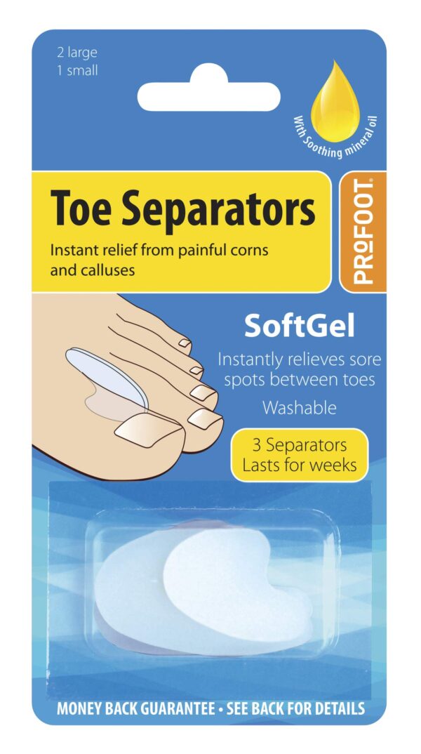 PROFOOT Toe Separators - Instant Relief from Corns and Calluses - Ideal for Overlapping Toes - Soft Gel Toe Spacer - Toe Spreaders