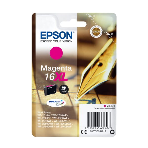 Epson 16XL Magenta Pen & Crossword High Yield Genuine, DURABrite Ultra Ink, XL High Capacity