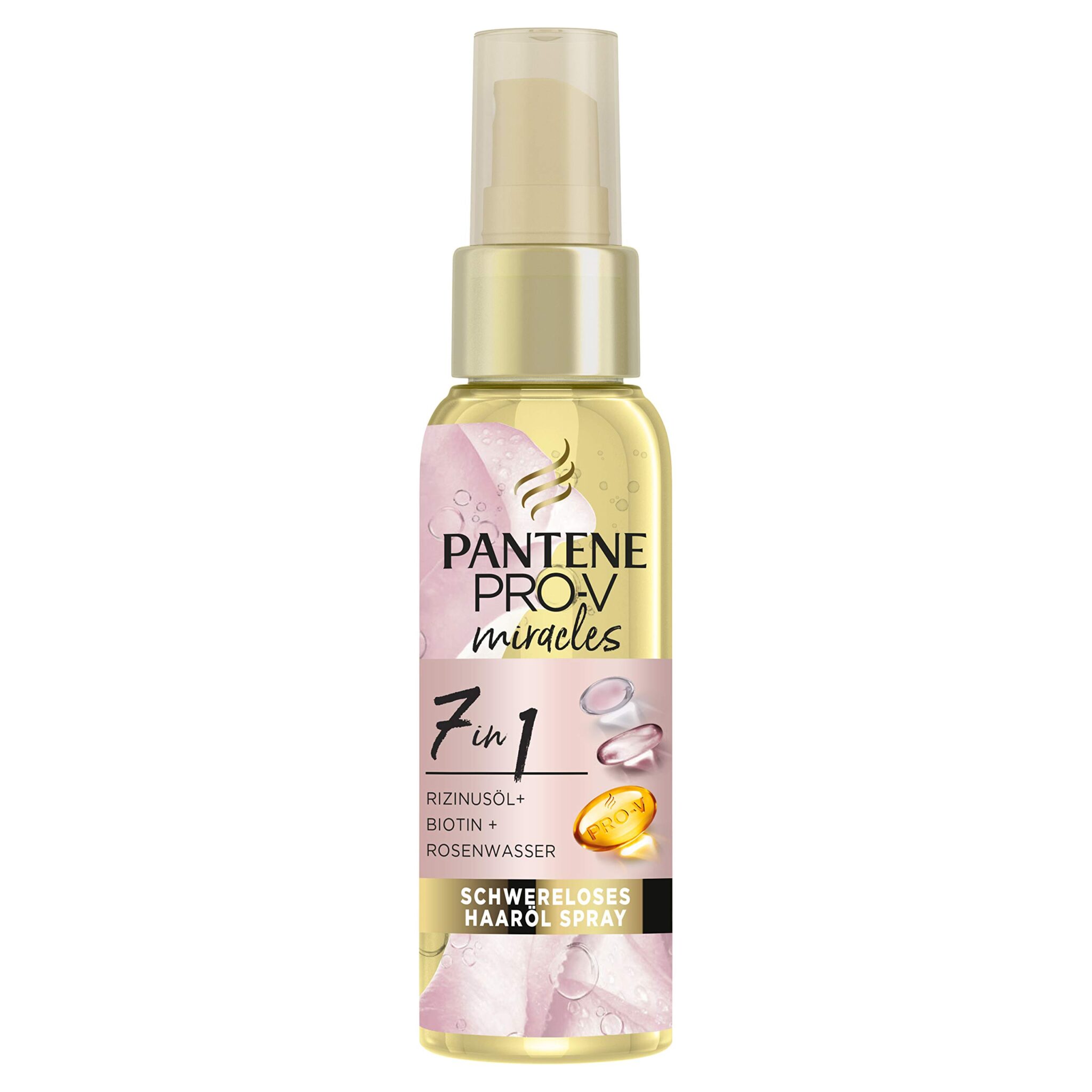 Pantene Pro-V Miracles 7-in-1 Weightless Hair Oil Spray 100 ml with Castor Oil + Biotin + Rose Water, Beauty, Hair Care Dry Hair, Hair Care Shine, Hair Care