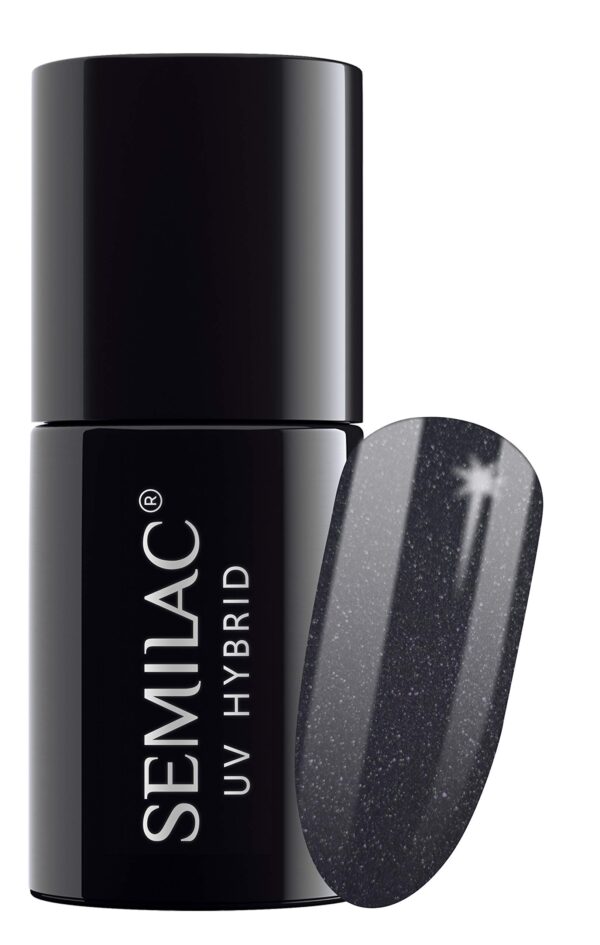 SEMILAC 108 Metalic Black Nail UV Gel Polish | Long Lasting and Easy to Apply | Soak off UV/Led | Perfect for Home and Professional Manicure and Pedicure 7 ml