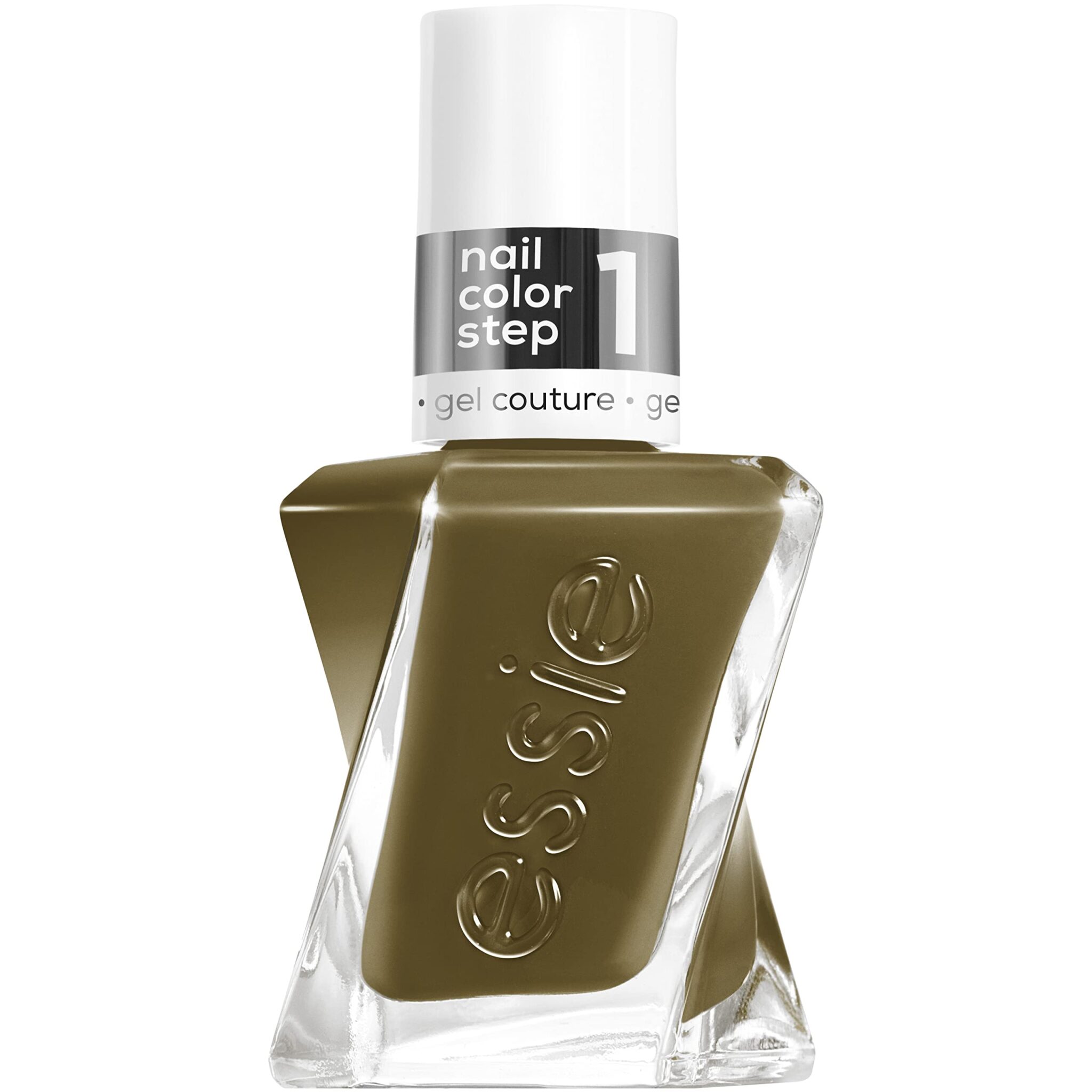 essie Long Lasting Nail Polish with Shiny Finish No UV Light Gel Couture No. 540 totally plaid, olive green, 1 x 13.5 ml