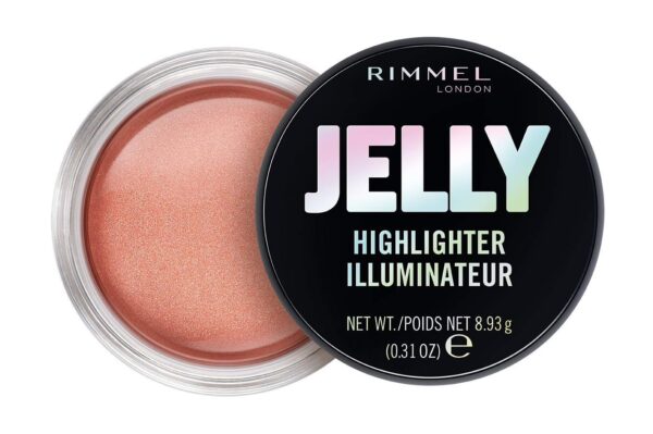 Rimmel London Jelly Highlighter, Long-lasting and Water Based Bouncy Formula for Dewy Skin Look, 10 Poppin' Bottles (Light Gold), 7.75 ml