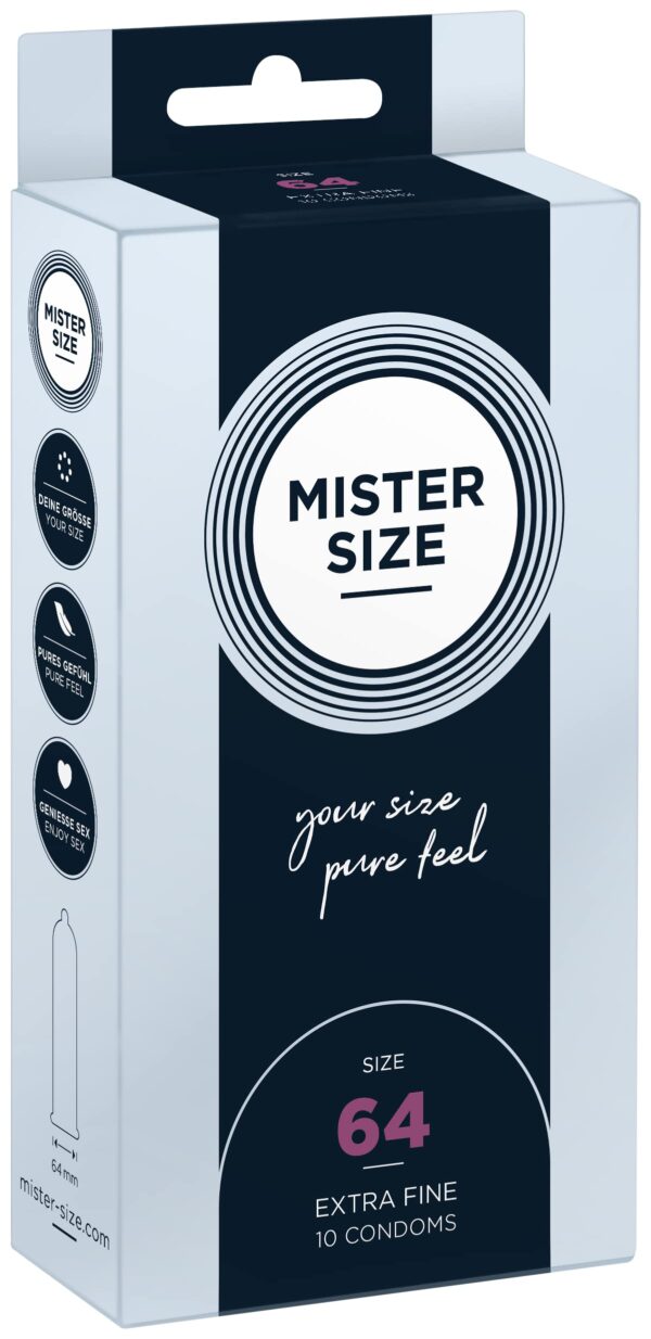 MISTER SIZE 64mm Ultra-Sensitive Condoms for Men - Extra Thin, Extra fine, Extra lube/Made from 100% Natural Rubber Latex in Your Size XXL/Real Feel Pack of 10