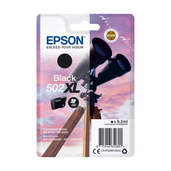 Epson 502XL Black Binoculars, High Yield Genuine Ink Cartridge