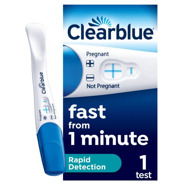 Clearblue Pregnancy Test, Rapid Detection, Result As Fast As 1 Minute, 1 Test, Easy At Home Pregnancy Test, Packaging May Vary