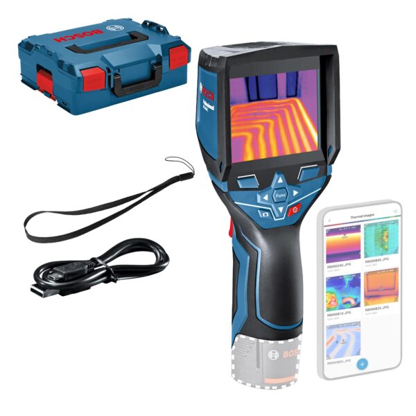 Bosch Professional 12V System Thermal Camera GTC 400 C (without battery and charger, w/app function, Temperature Range: -10°C to +400°C, Resolution: 160 x 120px, in L-Boxx)