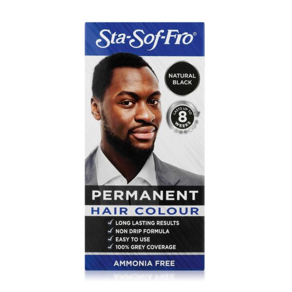 Sta Sof Fro Permanent Black Hair Dye for Men - Cream Formula, Natural Black Hair Color