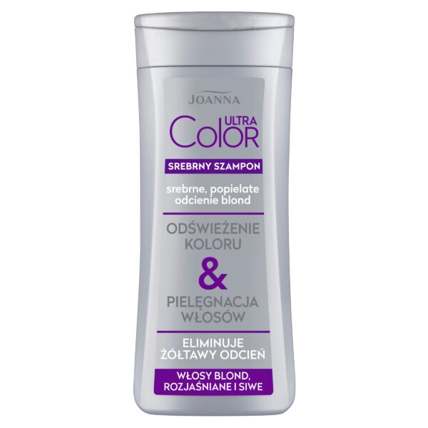 JOANNA Ultra Colour Silver Shampoo - Shampoo for Women - Colour-Enhancing Shampoo - Neutralises Unwanted Yellow Tones - Makes Combing Hair Easier - Silver Blonde Tones 400 ml