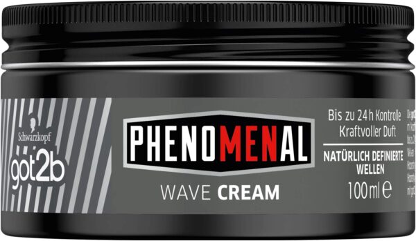 got2b Phenomenal Wave Cream (100 ml), Hair Wax for Men Gives Naturally Defined Waves on Medium to Long Hair, Styling Cream for up to 24 Hours of Control