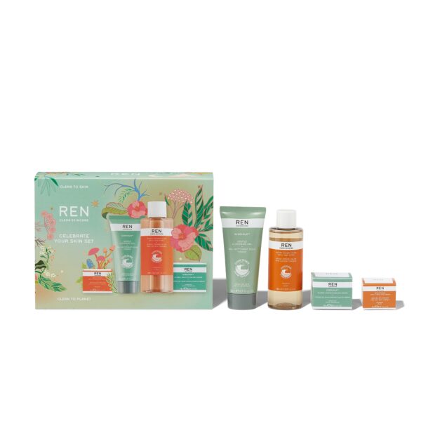 REN Clean Skincare Celebrate Your Skin Set | Limited Edition Gift Set | Christmas Set | Skincare Gift Set | Worth £56