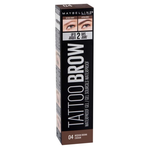 Maybelline New York, Tattoo Brow Waterproof Eyebrow Gel No. 04 Medium Brown, 5 ml