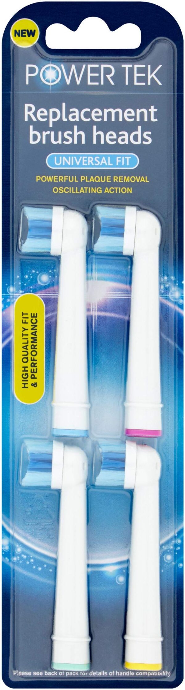 Power Tek Toothbrush Replacement Heads Pack of 4