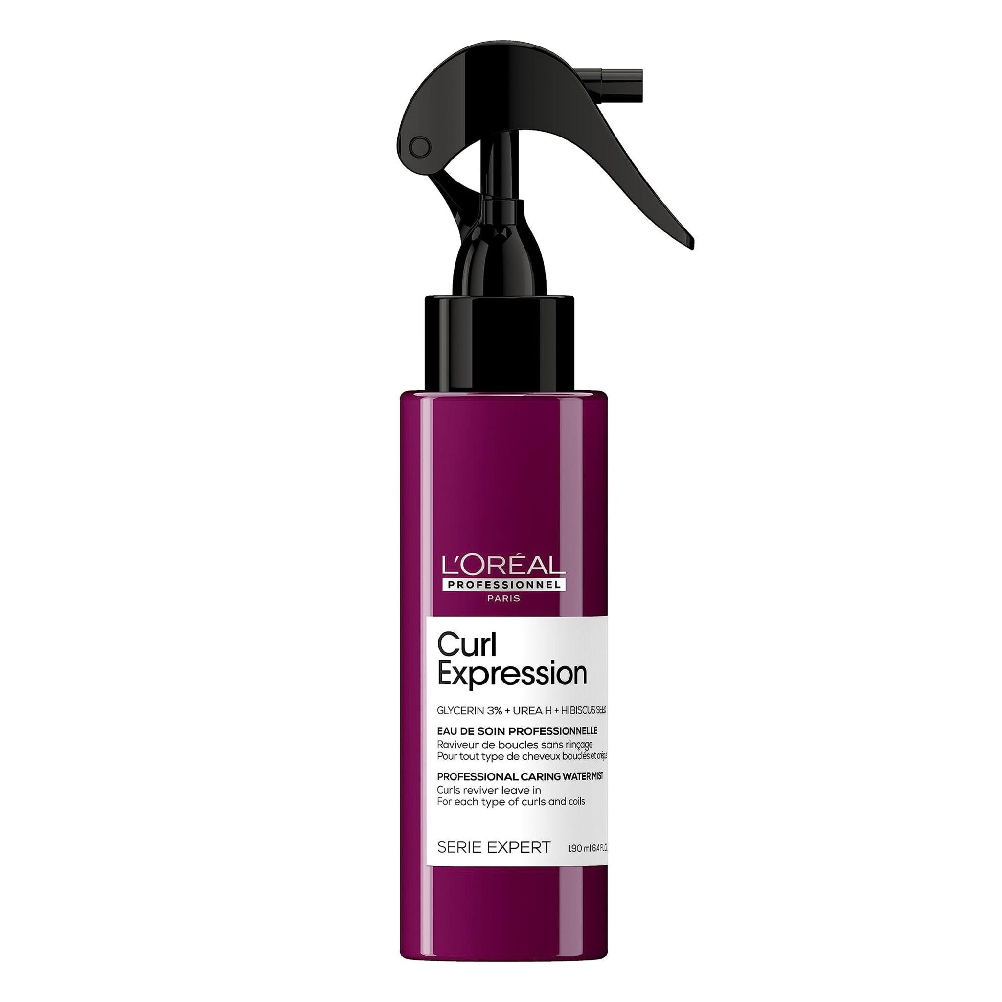 L'Oréal Professionnel Caring Reviving Spray, For Curly & Coily Hair, With Glycerin, Urea H and Hibiscus Seed Extract, Serie Expert Curl Expression, 190 ml