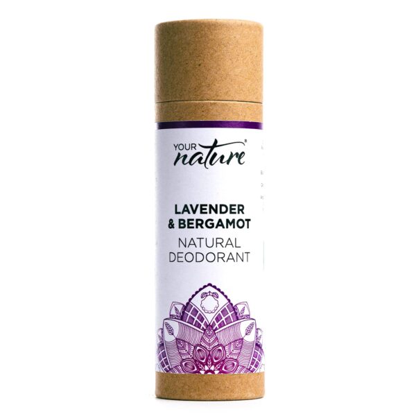 YOUR NATURE - 100% Plastic Free & Recyclable/Natural Ingredients/No aluminium, Parabens or Carcinogens/Vegan, Eco Friendly/Cruelty Free Handmade Natural Deodorant Stick (Lavender & Bergamot)