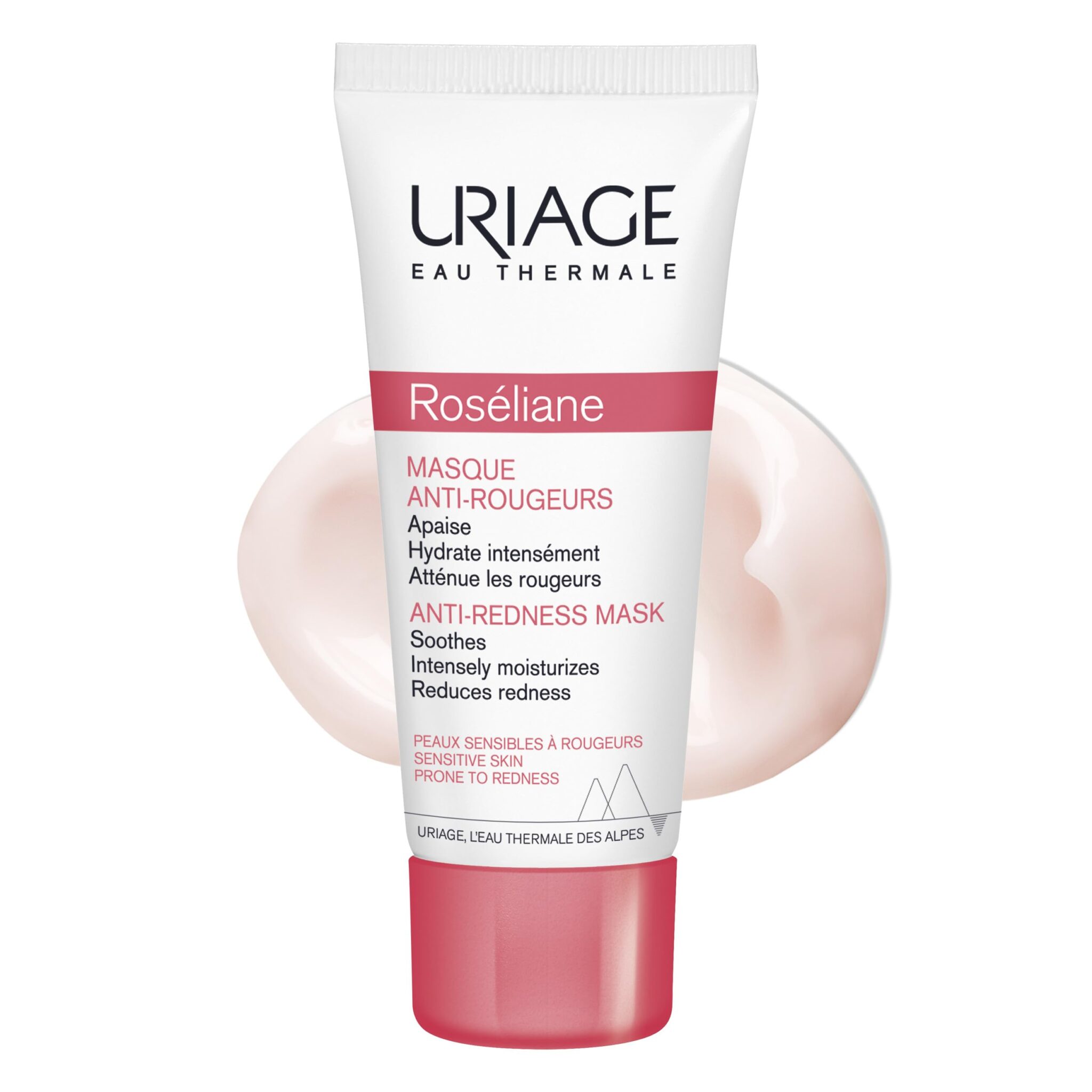 Uriage Roséliane Anti-Redness Face Mask 40ml - Soothes Sensitive Skin Prone to Redness - Creamy Moisturizing Mask With Ginseng - Long-Lasting Comfort - Floral Scent - Non-Comedogenic