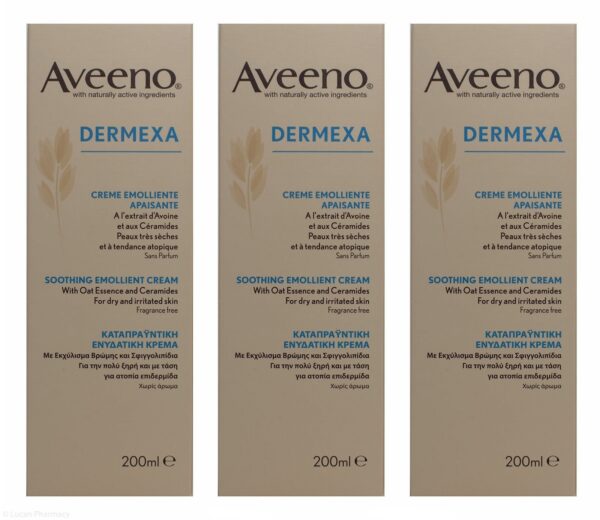 Multibuy 3X Aveeno® Dermexa Soothing Emollient Cream for Dry & Irritated Skin - 200ml