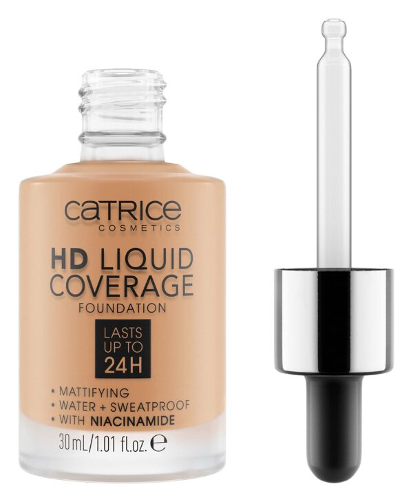 Catrice HD Liquid Coverage Foundation, No. 046, Nude, Long-Lasting, Matte, for Blemished Skin, Vegan, Oil-Free, Waterproof, Alcohol-Free, Pack of 1 (30 ml)