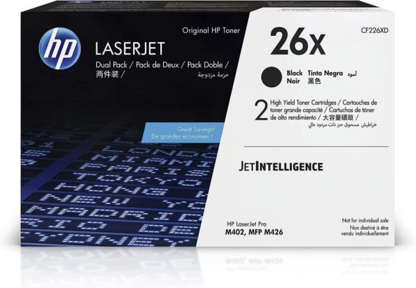 HP 26X - 2-pack - High Yield - black - original - LaserJet - toner cartridge (CF226XD) - for LaserJet Pro M402, MFP M426