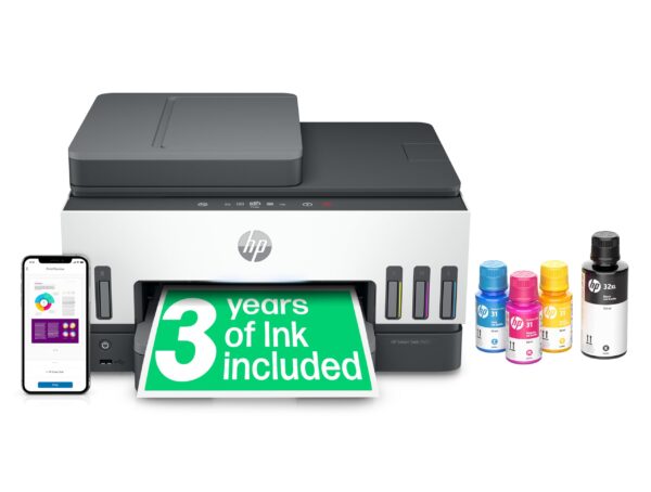 HP Smart Tank 7605 All-in-One Wireless Inkjet Printer, 35 Page Automatic Document Feeder, Grey