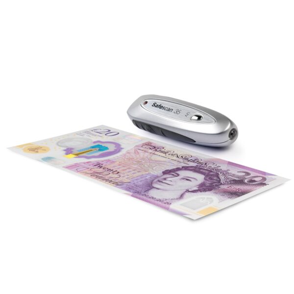 Safescan 35 Portable Counterfeit Money Detector - Checks Notes, Credit Cards, ID's - UV Money Checker For New Notes - Fake Money Note Checker with UV Light - Suitable for the New King Charles Notes