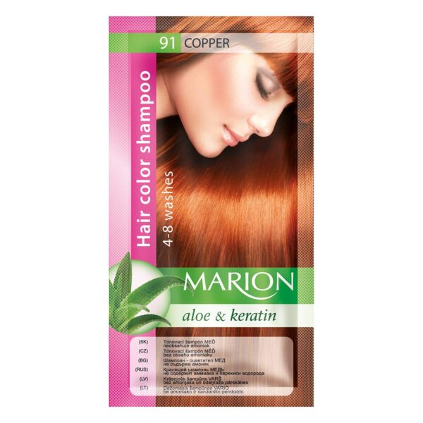 Marion Hair Color Shampoo in Sachet Lasting 4-8 Washes - 91 - Copper