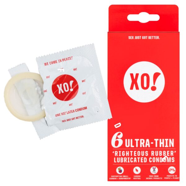 XO! Ultra Thin Eco Friendly Lubricated Condoms, Natural Rubber Latex (Pack of 6)