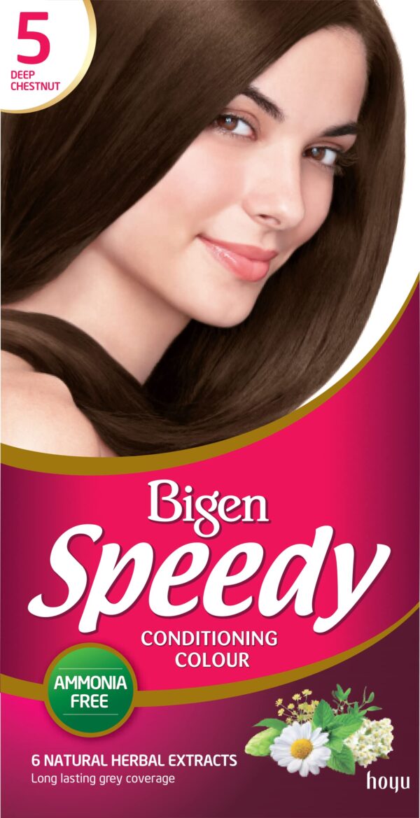 Bigen Speedy Conditioning Colour | Easy & Speedy Application | No Ammonia | with Natural Herbal Extracts - Deep Chestnut No. 5