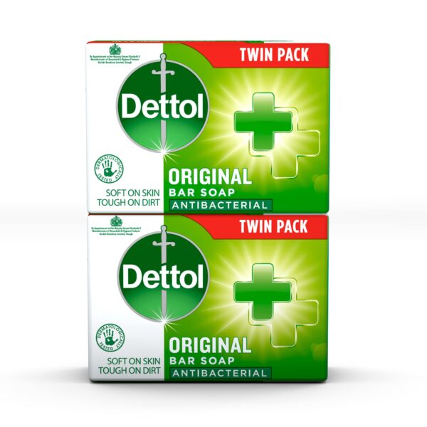 Dettol Soap Bar, Multipack of 2 X 100G, Total of 200G, Hand Soap, Body Soap Bar, Antibacterial Soap Bars, Antibacterial, Disinfectant, Kills 99.99 Percent of Germs, Hand Wash, Cleansers