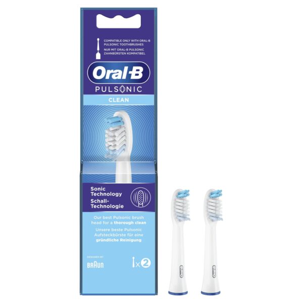 Oral-B Pulsonic Clean Replacement Toothbrush Heads for Oral-B Sonic Toothbrush Heads, Pack of 2 (1 Pack)