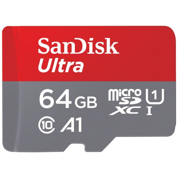 SanDisk Ultra Android microSDXC UHS-I Memory Card 64GB + Adapter (for Smartphones and Tablets, A1, Class 10, U1, Full HD Videos, Up to 140MB/s Read Speed)