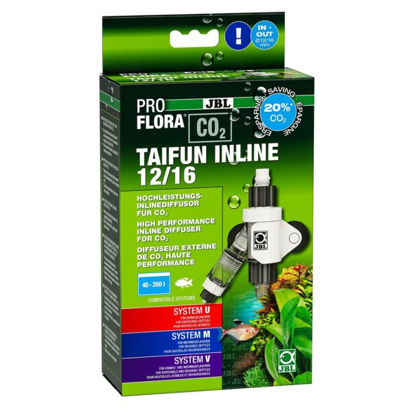 JBL PROFLORA CO2 TAIFUN INLINE 12/16, CO2 diffuser, integrated bubble counter and backflow protection, for 40 - 300 l aquariums