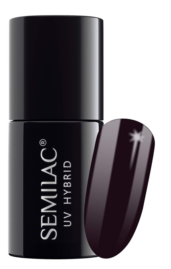 SEMILAC 100 Black Purple Nail UV Gel Polish | Long Lasting and Easy to Apply | Soak off UV/Led | Perfect for Home and Professional Manicure and Pedicure 7 ml