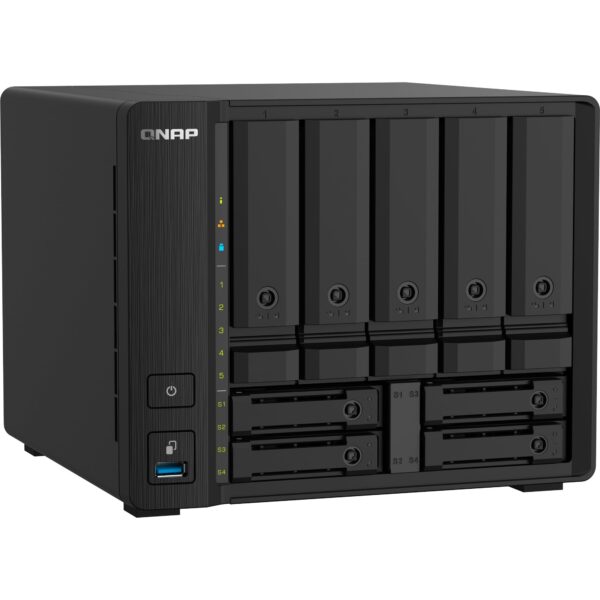 QNAP TS-932PX-4G 9 Bay (5 + 4) Desktop NAS Enclosure - 10GbE SFP+ and 2.5GbE Connectivity - 5 x 3.5-inch Drive Bays & 4 x 2.5-inch SATA Drive Bays