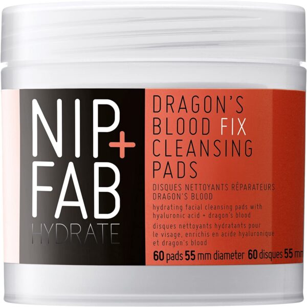 Nip+Fab Dragon's Blood Fix Cleansing Pads | 80 ml | Hydrating Facial Cleansing Pads with Hyaluronic Acid with Dragon's Blood | Vegan & Cruelty-Free