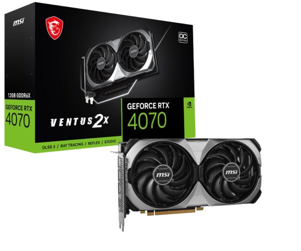 MSI GeForce RTX 4070 VENTUS 2X E 12G OC Gaming Graphics Card - 12GB GDDR6X, PCI Express Gen 4, 192-bit, 3x DP v 1.4a, HDMI 2.1a (Supports 4K & 8K HDR)