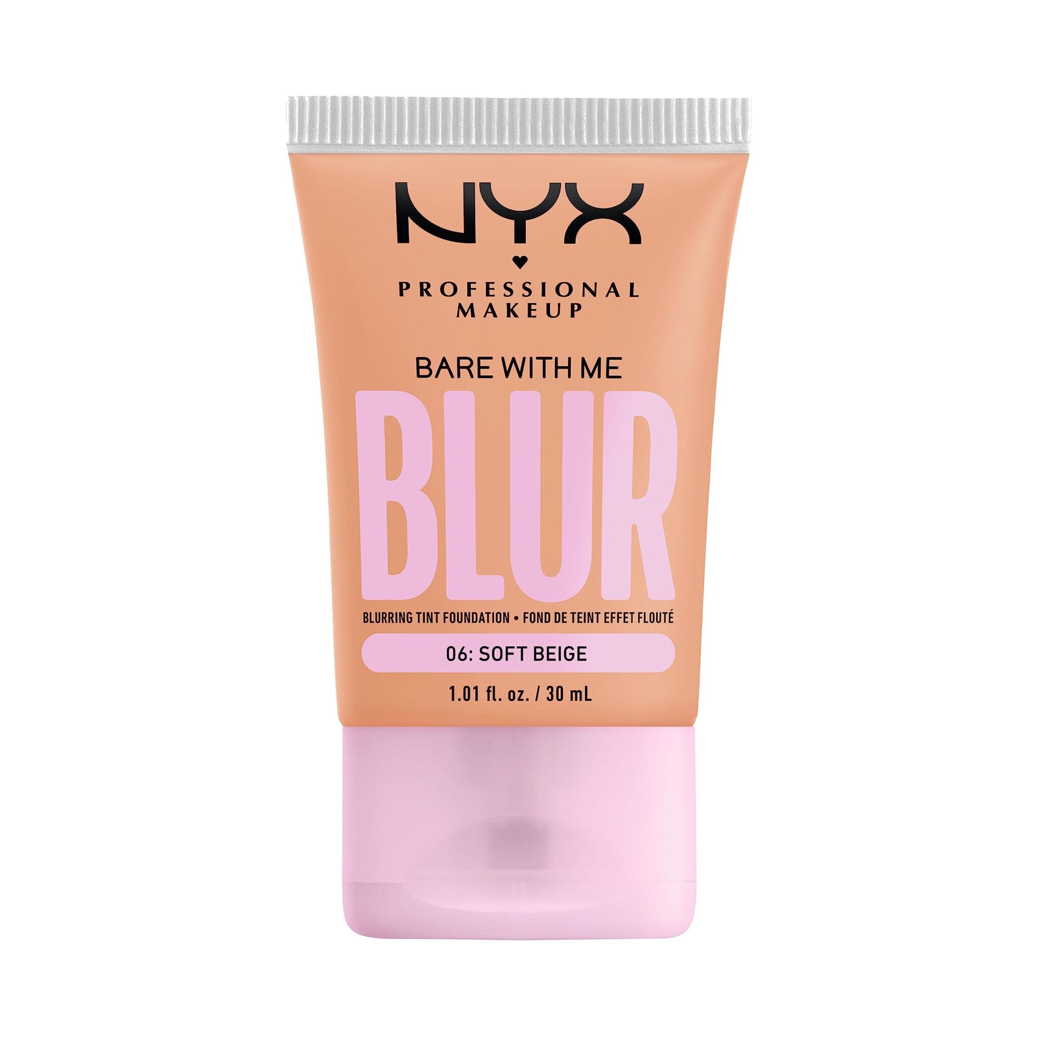 NYX Professional Makeup Blurring Tint Foundation, Medium Coverage, Matte Finish, With Niacinamide, Matcha and Glycerin, 12 Hours Hydrating, Bare With Me Blur, 30 ml, Shade: Soft Beige