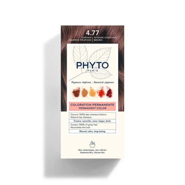 PHYTO Phytocolor Permanent Hair Color, 4.77 Intense Chestnut Brown, with Botanical Pigments, 100% Grey Hair Coverage, Ammonia-free, PPD-free, Resorcin-free, 0.42 oz.