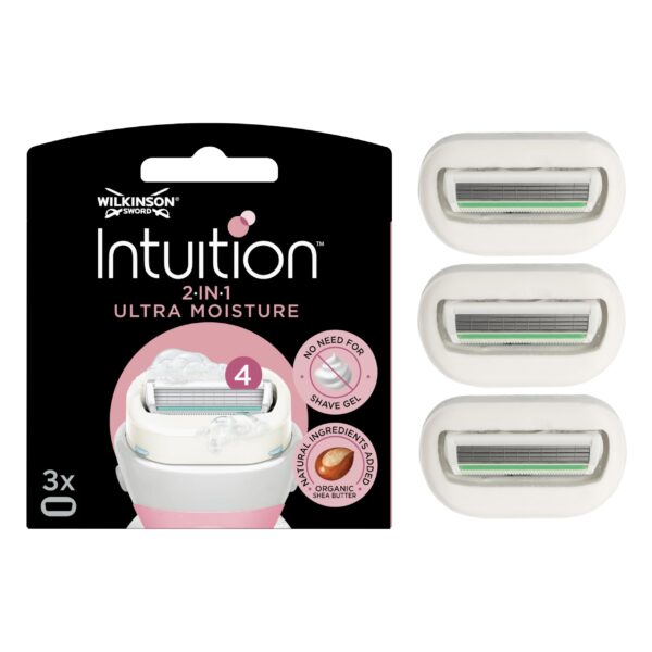 WILKINSON SWORD - Intuition Ultra Moisture Blades For Women | No Shave Gel Needed | Pack of 3 Razor Blade Refills