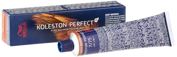 Wella Koleston Perfect Me+ Deep Brown Permanent Hair Colour Cream, No. 7/75 Medium Blonde Brown Mahogany, 0.66 kg