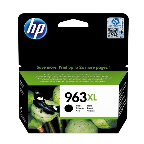 HP 963 XL 3JA30AE Original High Capacity Cartridge, 2000 Pages, Compatible with HP OfficeJet Pro 9010 Series and HP OfficeJet Pro 9020 Inkjet Printers, Black