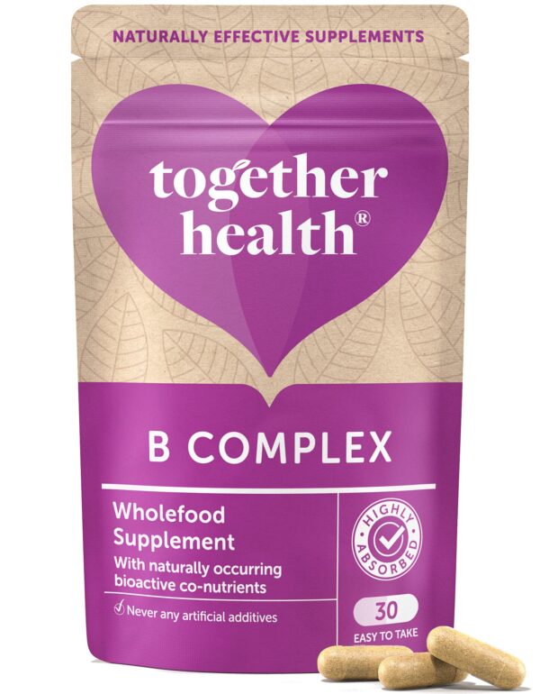 B-Vitamin Complex – Together Health – Whole Food Nutrients - 8 Essential B Vitamins - Vitamin C – Vegan Friendly – Made in The UK – 30 Vegecaps