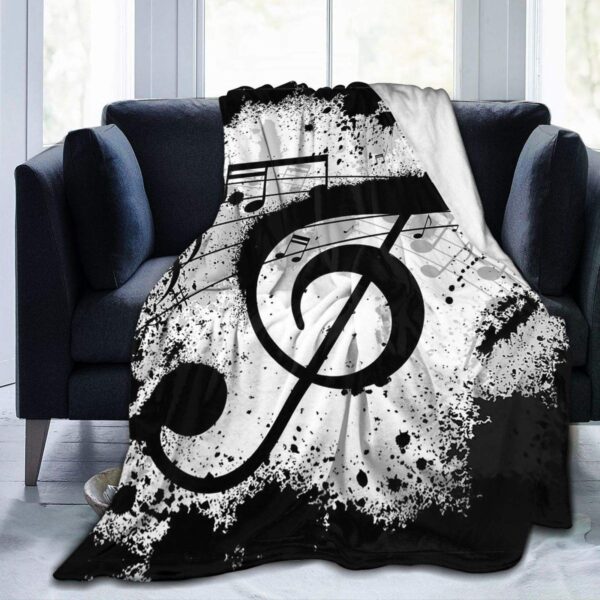 Music Note Throw Blanket for Bed Couch Sofa Fuzzy Fleece Lightweight Soft Warm Cozy Travelling Camping Air Conditioning Quilt for Kids Adults All Season