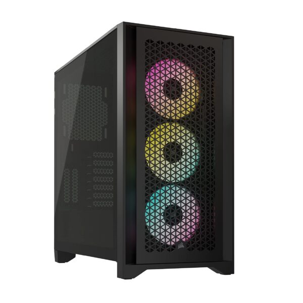 Corsair iCUE 4000D RGB AIRFLOW Mid-Tower Case - High Air-Flow - Cable Management System - Three Included AF120 RGB ELITE Fans and iCUE Lighting Node PRO Controller - Black