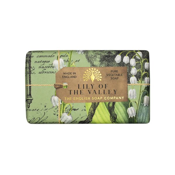 The English Soap Company Anniversary Wrapped Soap Bar, Lily Shea Butter Soap Bar, Moisturising Soap Bar for Face and Body, Lily of the Valley Scent 190g