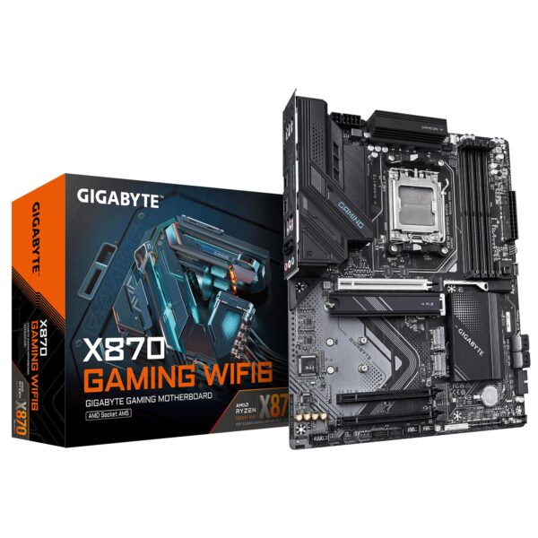 GIGABYTE X870 GAMING WIFI6 Motherboard - Supports AMD Ryzen 9000 CPUs, 8+2+2 phases VRM, up to 8000MHz DDR5 (OC), 1xPCIe 5.0, Wi-Fi 6, 2.5GbE LAN, USB 4