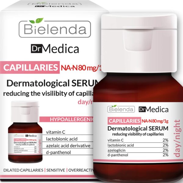 Bielenda Dr Medica - Effectively Reduces The Visibility Of Capillaries, Brightens Discolorations - Dr Medica Capillary Skin Dermatologic Anti-Redness Face Serum Day/Night - 30 ml