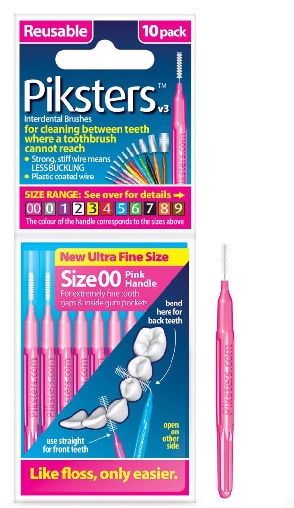 Piksters Interdental Brushes (10 Pack, Size 00 (Pink))