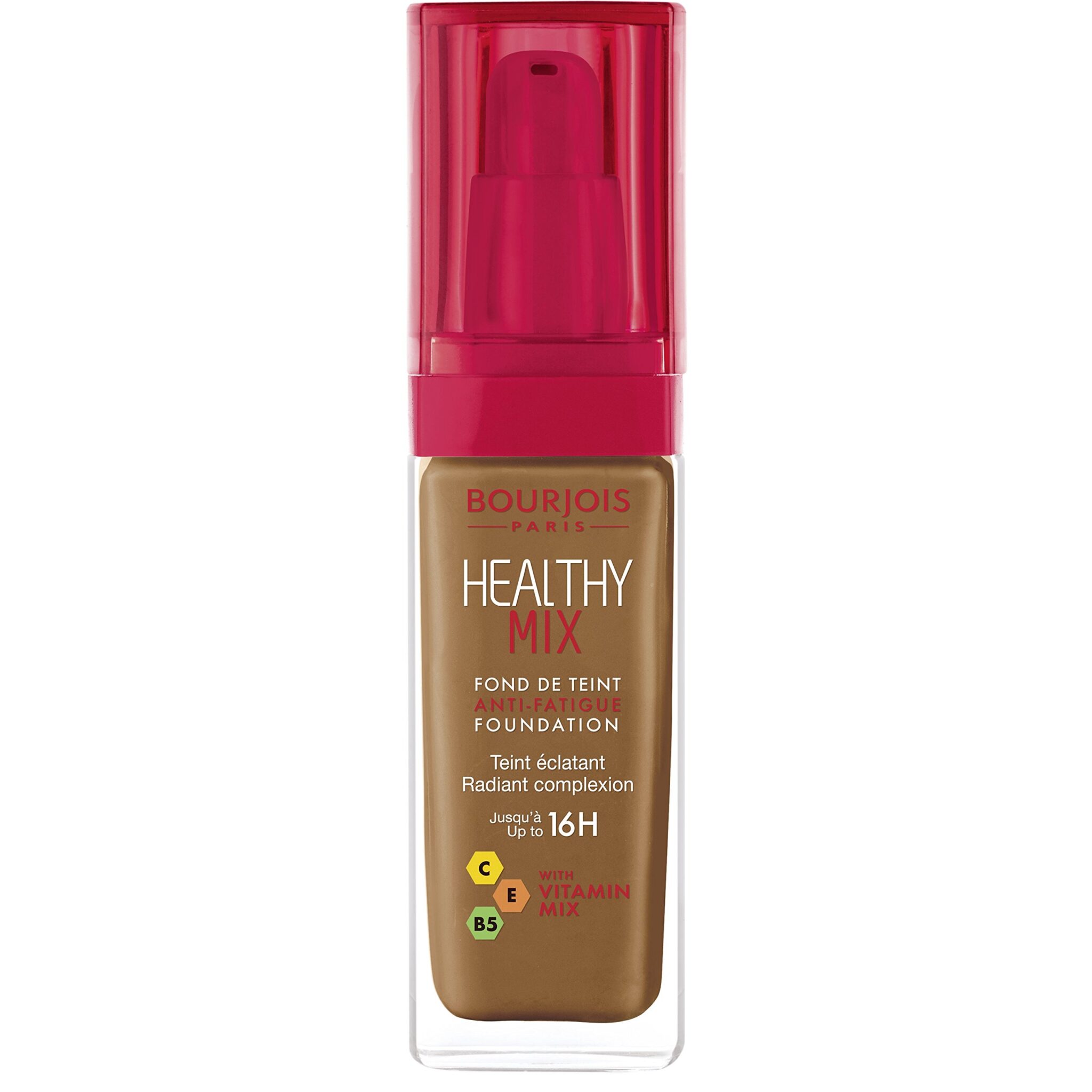 Bourjois Healthy Mix Anti-Fatigue Medium coverage Liquid Foundation 63 Cocoa, 3ml