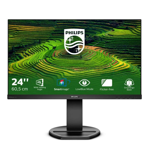 PHILIPS 241B8QJEB - 24 inch FHD Monitor, 60Hz, 5ms, IPS, Height adjust, Speakers, USB Hub (1920 x 1080, 300 cd/m², VGA, DVI, HDMI, DisplayPort, USB 3.0)