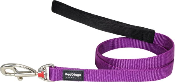 Red Dingo Padded Handle Dog Lead 1.2m Plain, Purple, Medium 20mm